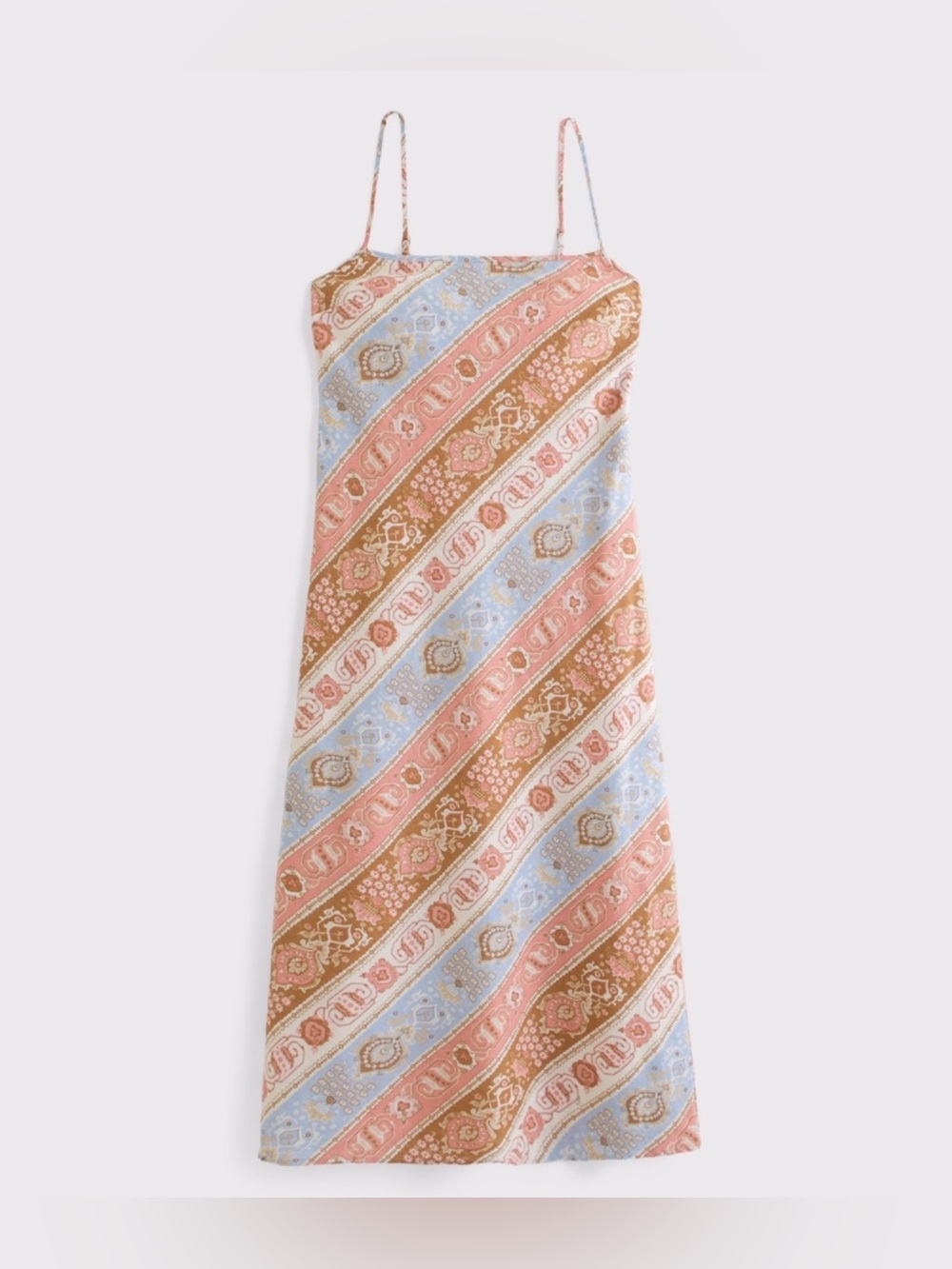 Abercrombie printed slip linen-blend midi dress NWT